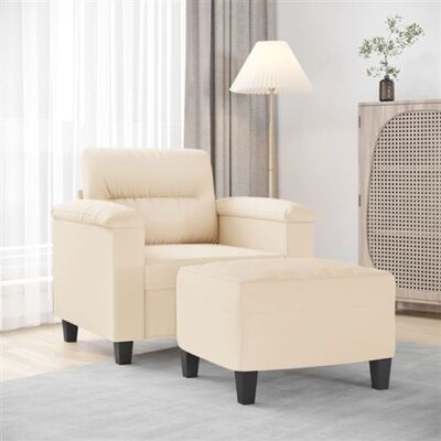 vidaXL Fauteuil avec repose-pieds Beige - 60 cm vidaXL Fauteuil avec repose-pieds Beige - 60 cm