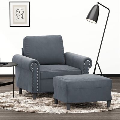 Fauteuil VIDAXL avec Repose-pieds - Velours Durable, Cadre Stable, Compact Fauteuil VIDAXL avec Repose-pieds - Velours Durable, Cadre Stable, Compact