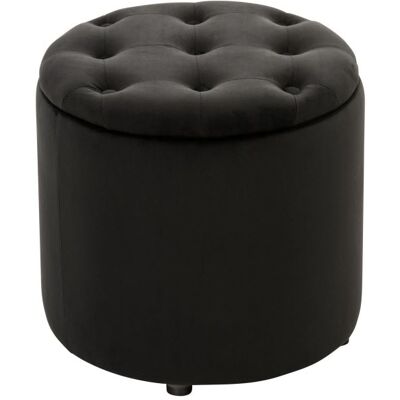 Pouf repose-pieds Pantin en velours avec espace de rangement , Noir Noir Pouf repose-pieds Pantin en velours avec espace de rangement , Noir Noir