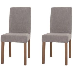 Mendler - Littau - Tissu Gris Clair - Pieds en Bois Naturels - Chaises de salle à manger Mendler - Littau - Tissu Gris Clair - Pieds en Bois Naturels - Chaises de salle à manger