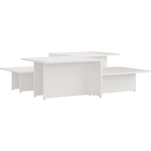 vidaXL Ensemble de 2 Tables Basses Blanches - Table de Salon vidaXL Ensemble de 2 Tables Basses Blanches - Table de Salon