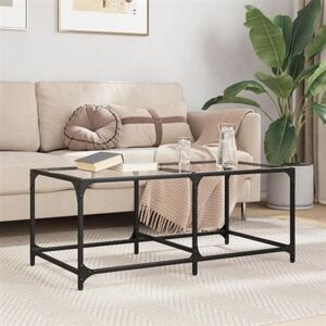vidaXL Table basse en acier et verre - 98.5x50x40 cm - Transparent - Salon vidaXL Table basse en acier et verre - 98.5x50x40 cm - Transparent - Salon