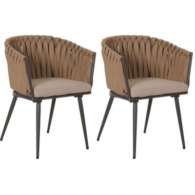 Lot de 2 chaises de salle à manger en aluminium MENDLER HWC-N38 beige Coussin marron clair Beige Lot de 2 chaises de salle à manger en aluminium MENDLER HWC-N38 beige Coussin marron clair Beige
