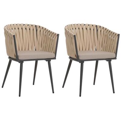 Lot de 2 chaises de salle à manger en aluminium MENDLER HWC-N38 crème Coussin marron clair Beige Lot de 2 chaises de salle à manger en aluminium MENDLER HWC-N38 crème Coussin marron clair Beige