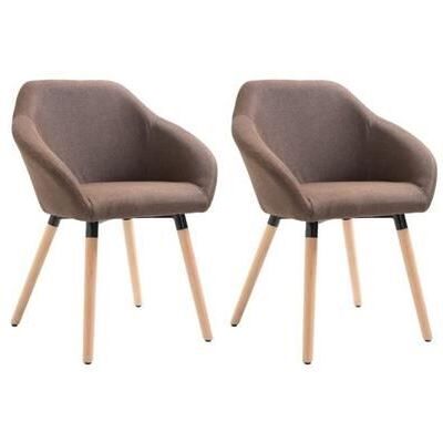 vidaXL Chaises de salle à manger 2 pcs Marron Tissu Marron vidaXL Chaises de salle à manger 2 pcs Marron Tissu Marron