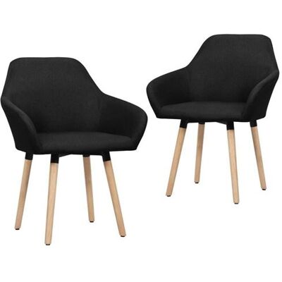 vidaXL Chaises de salle à manger 2 pcs Noir Tissu Noir vidaXL Chaises de salle à manger 2 pcs Noir Tissu Noir