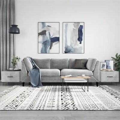 Table basse gris béton vidaXL avec rangement - Table de salon Table basse gris béton vidaXL avec rangement - Table de salon
