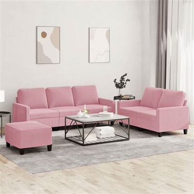 Ensemble Canapés Velours Rose vidaXL 3 Pièces Ensemble Canapés Velours Rose vidaXL 3 Pièces