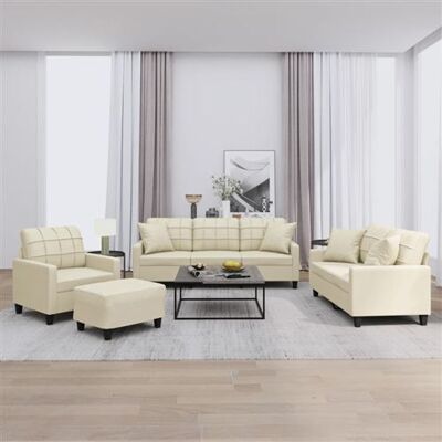 Ensemble de Canapés en Cuir Crème VIDAXL - Mobilier de Salon Ensemble de Canapés en Cuir Crème VIDAXL - Mobilier de Salon