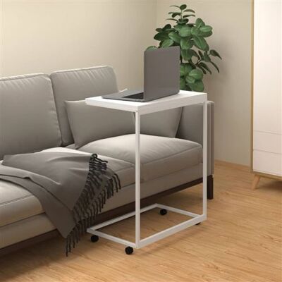 vidaXL Table d'appoint en forme de C blanche et marron 55x35x70 cm vidaXL Table d'appoint en forme de C blanche et marron 55x35x70 cm