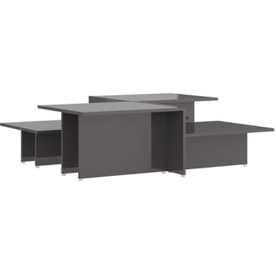 vidaXL Ensemble de 2 tables basses gris brillant - Table basse vidaXL Ensemble de 2 tables basses gris brillant - Table basse