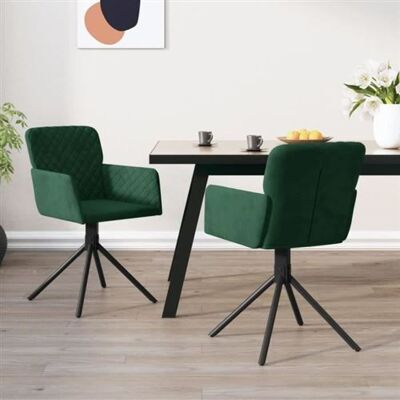 Chaise de salle à manger pivotante en velours vert VIDAXL Chaise de salle à manger pivotante en velours vert VIDAXL