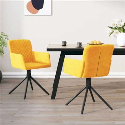 Ensemble de 2 chaises de salle à manger pivotantes en velours jaune vidaXL Ensemble de 2 chaises de salle à manger pivotantes en velours jaune vidaXL
