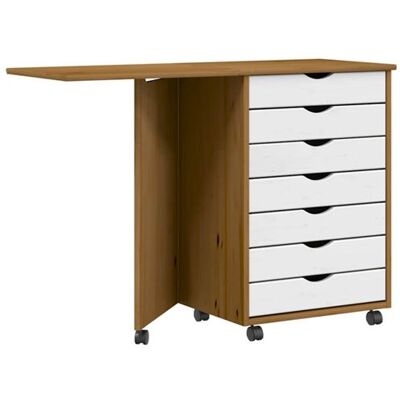 Armoire avec bureau vidaXL - Honigbraun - Bois de pin massif - Bureau pliable Armoire avec bureau vidaXL - Honigbraun - Bois de pin massif - Bureau pliable