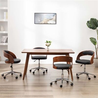 vidaXL Chaises pivotantes à manger lot de 4 bois courbé et similicuir3054909 Noir vidaXL Chaises pivotantes à manger lot de 4 bois courbé et similicuir3054909 Noir