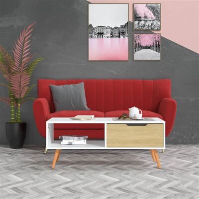 vidaXL - Blanc & Chêne Sonoma - 100x49.5x43 cm - Coffee Table vidaXL - Blanc & Chêne Sonoma - 100x49.5x43 cm - Coffee Table