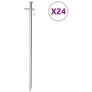 Piquets de tente vidaXL 24 pcs, acier zingué, 30 cm Piquets de tente vidaXL 24 pcs, acier zingué, 30 cm