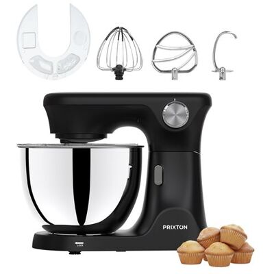 PRIXTON Mixeur pétrisseur KR350 pour pâtisserie, puissance 2000 W, 6 vitesses, bol en acier inoxydable de 8 litres, 3 accessoires Noir PRIXTON Mixeur pétrisseur KR350 pour pâtisserie, puissance 2000 W, 6 vitesses, bol en acier inoxydable de 8 litres, 3 accessoires Noir
