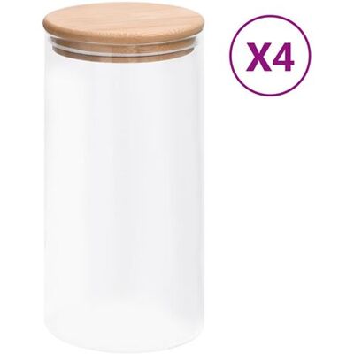 pot de rangement avec couvercle en bambou vidaXL 4 pcs 1200 ml pot de rangement avec couvercle en bambou vidaXL 4 pcs 1200 ml