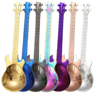 Générique Café Motif de guitare 7Pcs en acier inoxydable musicale cuillère Vaisselle cuillère_Kiliaadk1049 Générique Café Motif de guitare 7Pcs en acier inoxydable musicale cuillère Vaisselle cuillère_Kiliaadk1049