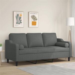 Canapé 3 Places en Tissu Gris Foncé avec Coussins - Sofa Canapé 3 Places en Tissu Gris Foncé avec Coussins - Sofa