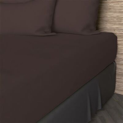SH0P&CITY - Drap housse coton 57 fils 200x200 - Brun - 200x200 cm - Drap housse SH0P&CITY - Drap housse coton 57 fils 200x200 - Brun - 200x200 cm - Drap housse