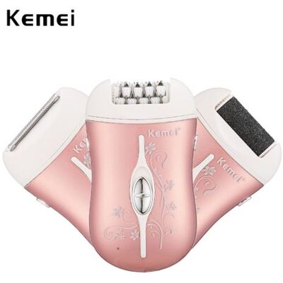 Kemei rechargeable 3 en 1 dame épilateur décapant électrique cheveux rasage retrait pour les femmes pied soin outil trimmer depilador Kemei rechargeable 3 en 1 dame épilateur décapant électrique cheveux rasage retrait pour les femmes pied soin outil trimmer depilador