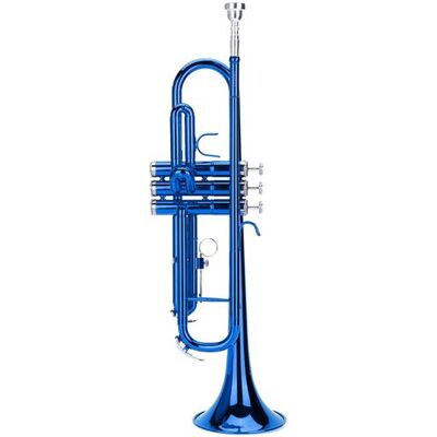 Générique Trompette en laiton Instrument à vent de musique avec ensemble d'outils auxiliaires - Bleu Générique Trompette en laiton Instrument à vent de musique avec ensemble d'outils auxiliaires - Bleu