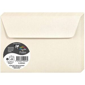 Paquet de 20 enveloppes Pollen 114x162mm C6 Ivoire Irisé 120g Ivoire Paquet de 20 enveloppes Pollen 114x162mm C6 Ivoire Irisé 120g Ivoire
