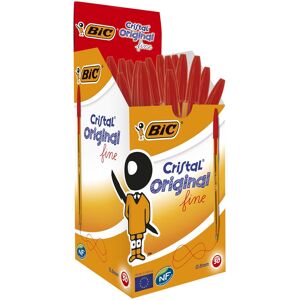 Boîte de 50 Stylos Billes Bic Cristal Fine Rouge Rouge Boîte de 50 Stylos Billes Bic Cristal Fine Rouge Rouge