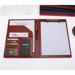 Porte document A4 pour bureau agenda d'affaires en cuir avec calculatrice - marron Porte document A4 pour bureau agenda d'affaires en cuir avec calculatrice - marron