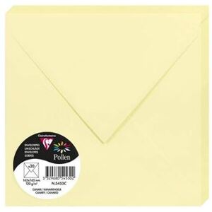 Paquet de 20 enveloppes Pollen 165x165mm Jaune Canari 120g Paquet de 20 enveloppes Pollen 165x165mm Jaune Canari 120g