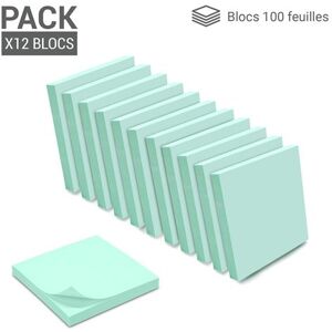 1200 Notes autocollantes repositionnables 12 blocs de 100 feuillets 75 x 75 mm bleu pastel Bleu pastel 1200 Notes autocollantes repositionnables 12 blocs de 100 feuillets 75 x 75 mm bleu pastel Bleu pastel