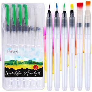 Lot de 6 pinceaux à réservoir d'eau de qualité supérieure - Rechargeables - Réservoir d'eau - Pour aquarelle, aquarelle, bullet journal, calligraphie, écriture à la main Lot de 6 pinceaux à réservoir d'eau de qualité supérieure - Rechargeables - Réservoir d'eau - Pour aquarelle, aquarelle, bullet journal, calligraphie, écriture à la main