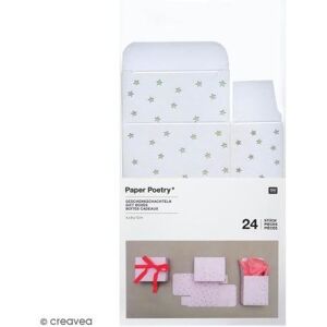 Boîtes cadeau Calendrier de l'Avent - Paper Poetry - Blanches à motifs étoiles irisées - 24 pcs Boîtes cadeau Calendrier de l'Avent - Paper Poetry - Blanches à motifs étoiles irisées - 24 pcs