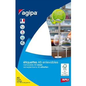 Agipa - Etiquette Adhesifs A5 12x19 - Etui 1120 Agipa - Etiquette Adhesifs A5 12x19 - Etui 1120