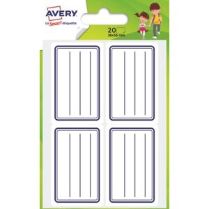 Avery 20 Etiquettes scolaires lignées bleues - 3,6 x 5,6 cm Avery 20 Etiquettes scolaires lignées bleues - 3,6 x 5,6 cm