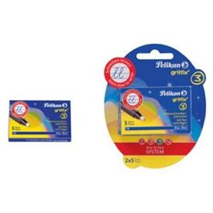 PELIKAN - cartouches d'encre "griffix" pour stylo roller blister, couleur: bleu contenu: 2 boîtes pliantes de 5 pièces chacun (960575) Bleu PELIKAN - cartouches d'encre "griffix" pour stylo roller blister, couleur: bleu contenu: 2 boîtes pliantes de 5 pièces chacun (960575) Bleu
