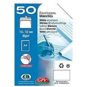 Gpv paquet de 50 enveloppes blanches auto-adhésives format 114x162mm référence 515 19280 Gpv paquet de 50 enveloppes blanches auto-adhésives format 114x162mm référence 515 19280