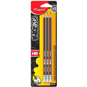 Crayon à papier HB Maped Graphite Black'Pep's embout gomme - Blister de 3 Crayons Graphite Crayon à papier HB Maped Graphite Black'Pep's embout gomme - Blister de 3 Crayons Graphite