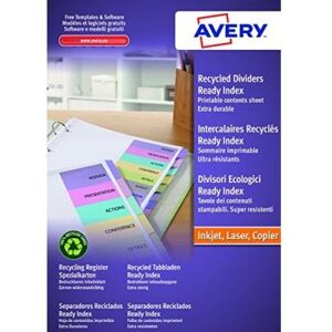 Avery - Intercalaires Personalisables Ready Index A4 - Jeu De 12 Avery - Intercalaires Personalisables Ready Index A4 - Jeu De 12