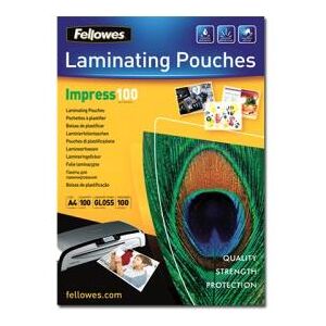 Fellowes Laminating Pouches Impress 100 Micron - pack de 100 - brillant - pochettes plastifiées Fellowes Laminating Pouches Impress 100 Micron - pack de 100 - brillant - pochettes plastifiées