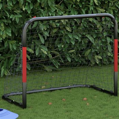 But de football avec filet - acier rouge et noir - 90x48x71 cm - vidaXL But de football avec filet - acier rouge et noir - 90x48x71 cm - vidaXL