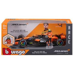 Voiture Bburago 1/24 Racing McLaren MCL38 SF 2024 et figurine pilote casqué Norris Multicolore Voiture Bburago 1/24 Racing McLaren MCL38 SF 2024 et figurine pilote casqué Norris Multicolore