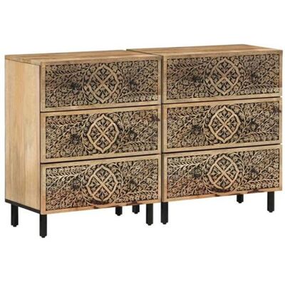 vidaXL Meuble d'appoint - 2 pièces Bois de mango massif 60x33x75 cm vidaXL Meuble d'appoint - 2 pièces Bois de mango massif 60x33x75 cm