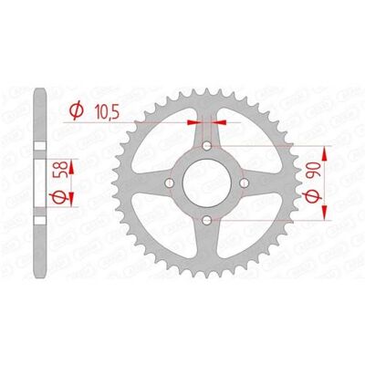 Couronne AFAM 45 dents acier standard pas 520 type 10221 n/a Couronne AFAM 45 dents acier standard pas 520 type 10221 n/a