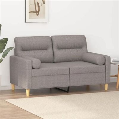 Canapé 2 Places en Tissu Taupe avec Coussins - Canapé Canapé 2 Places en Tissu Taupe avec Coussins - Canapé