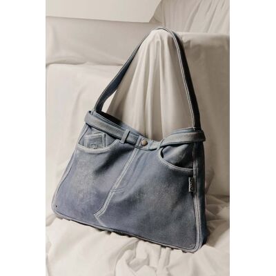 Desigual, Grand sac en cuir denim studio, Lamb Leather, Bleu, U Desigual, Grand sac en cuir denim studio, Lamb Leather, Bleu, U