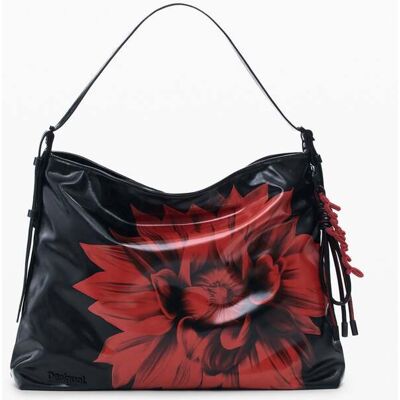Desigual, Sac à épaule moyen à fleur brillante, PolyurÉThane, Noir, U Desigual, Sac à épaule moyen à fleur brillante, PolyurÉThane, Noir, U