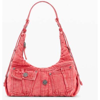Desigual, Sac à épaule en denim de taille moyenne, Femme, Coton, Rouge, U Desigual, Sac à épaule en denim de taille moyenne, Femme, Coton, Rouge, U